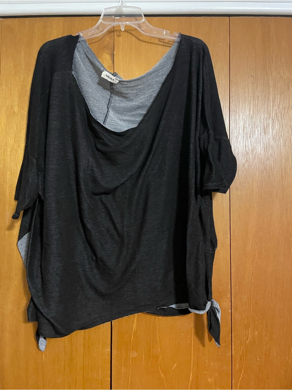 ADORA Black Top with Gray Inner Layer and Side Tie